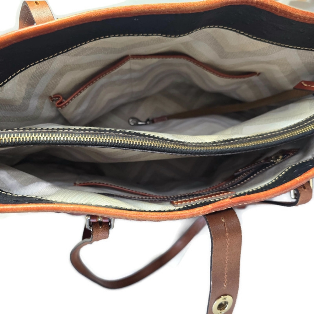 Dooney & Bourke Claremont Dover Black Ostrish Large Tote Bag Purse - Picture 8 of 16
